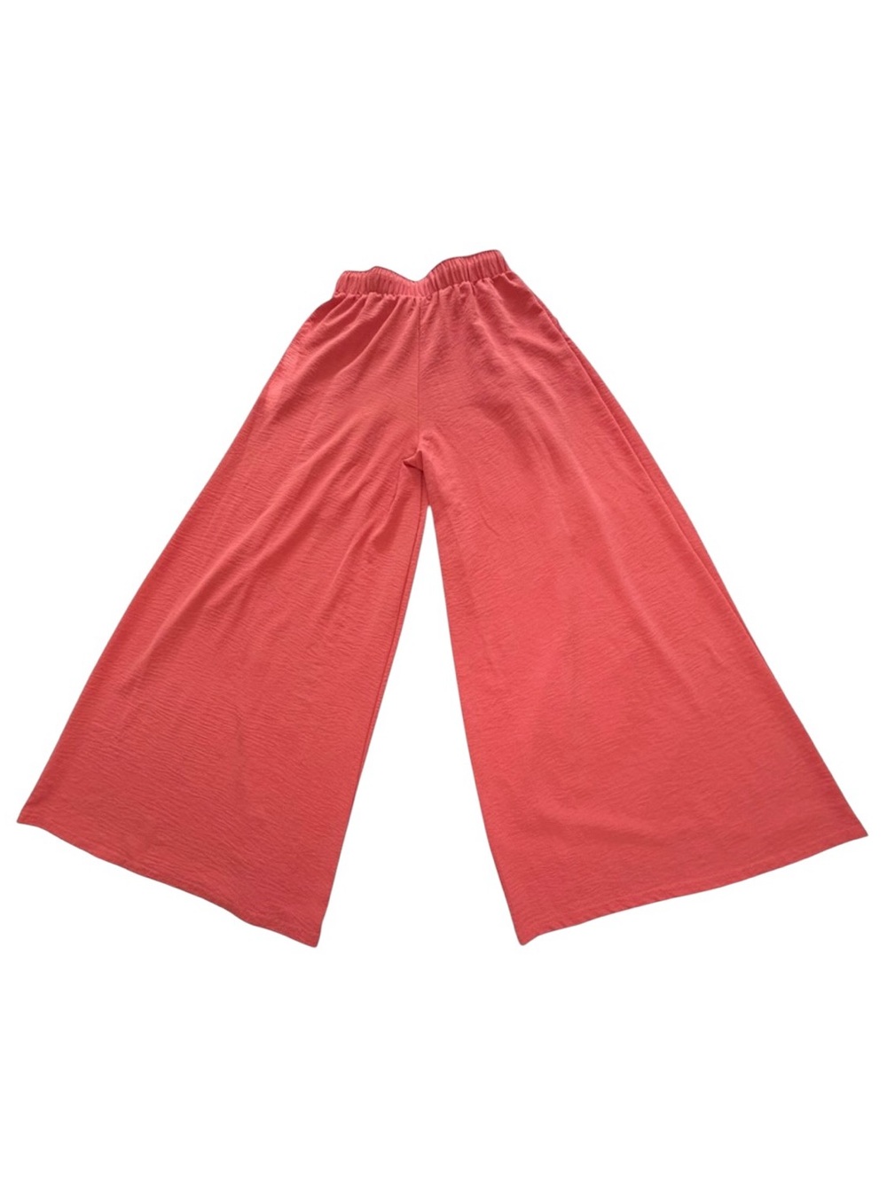 Coral Pink Wide Leg Drawstring Palazzo Pants with Pocket Detail in Size Medium - Picture 3 of 11